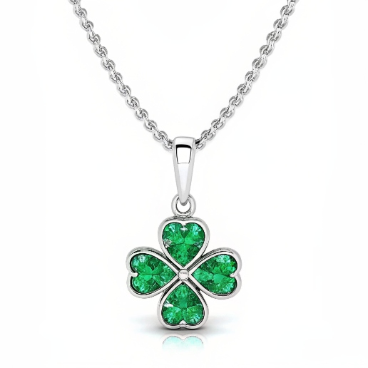 Lucky Heart Clover Emerald Necklace